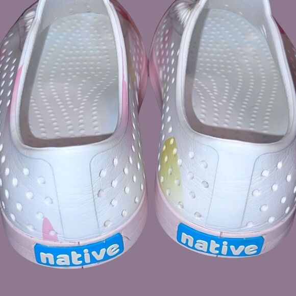 Native Shoes Shell White/Calm Pink/Calm Blob Jefferson Adult Slip-On Navy Sneake - Picture 4 of 8